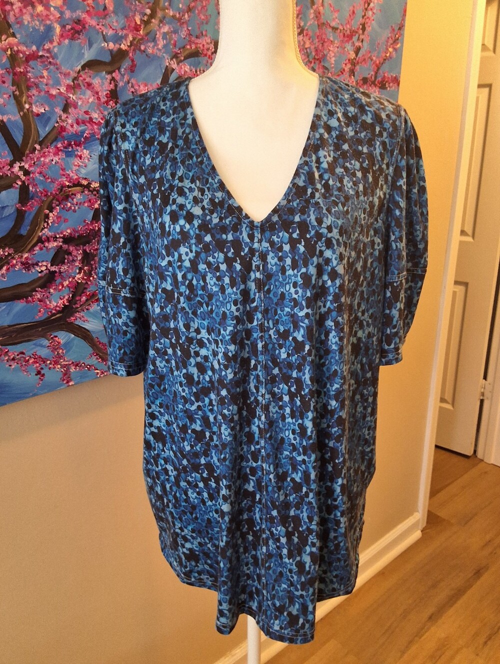 Weekenders Blue Patterned V-Neck Tunic